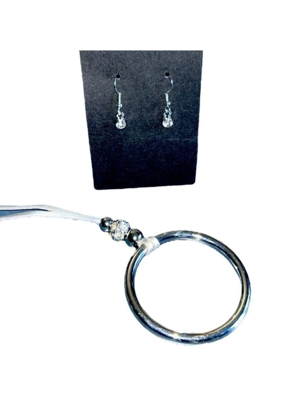 Paparazzi Bling into Focus Silver Necklace with Matching Rhinestone Earrings
